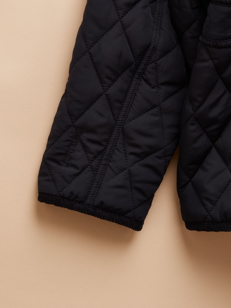 Joules Girls' Marsdale Navy Blue Showerproof Quilted Jacket - Image 4 of 4 Joules Girls' Marsdale Navy Blue Showerproof Quilted Jacket - Image 4 of 4