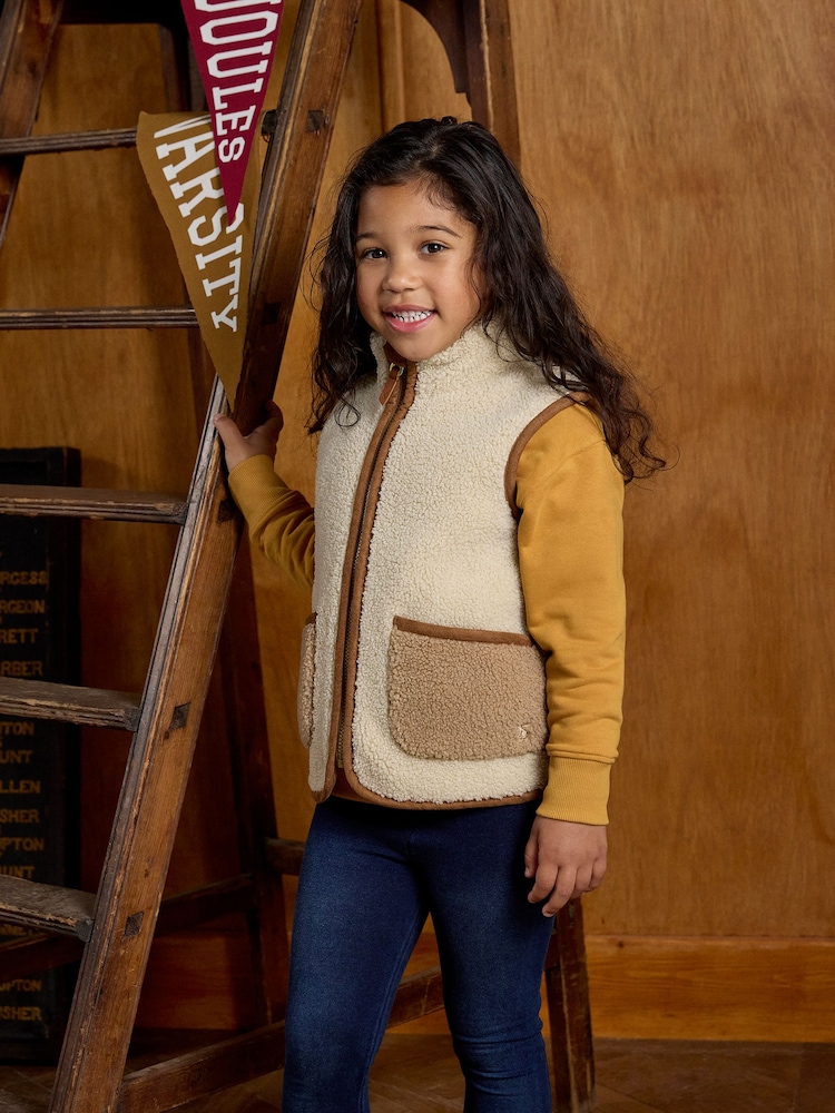 Joules Kids' Sadie Stone Borg Fleece Gilet - Image 2 of 8 Joules Kids' Sadie Stone Borg Fleece Gilet - Image 2 of 8