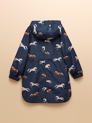 Joules Girls' Rainford Navy Horse Waterproof Packable Raincoat - Image 2 of 6