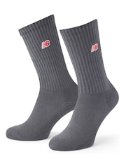 Cream/Grey/Blue - New Balance NB Patch Logo Crew  Socks 3 Pack - Image 2 of 6