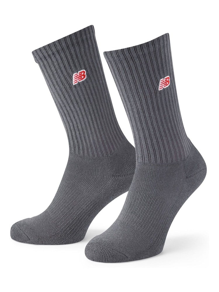 Cream/Grey/Blue - New Balance NB Patch Logo Crew  Socks 3 Pack - Image 2 of 6