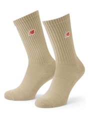 Cream/Grey/Blue - New Balance NB Patch Logo Crew  Socks 3 Pack - Image 4 of 6