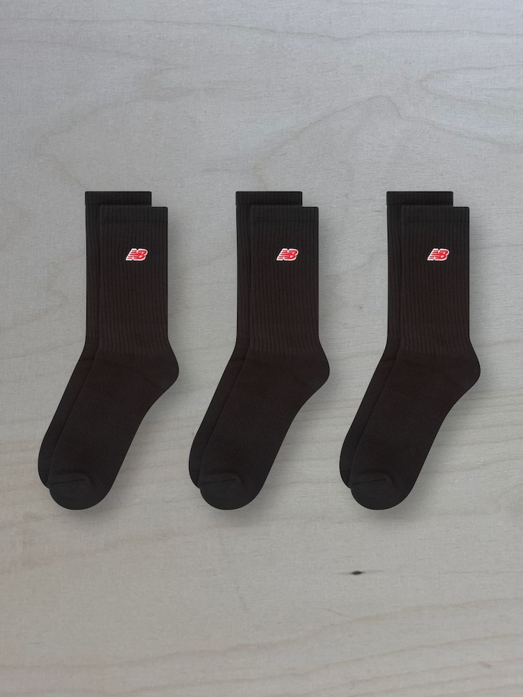 New Balance Black NB Patch Logo Crew  Socks 3 Pack - Image 1 of 3