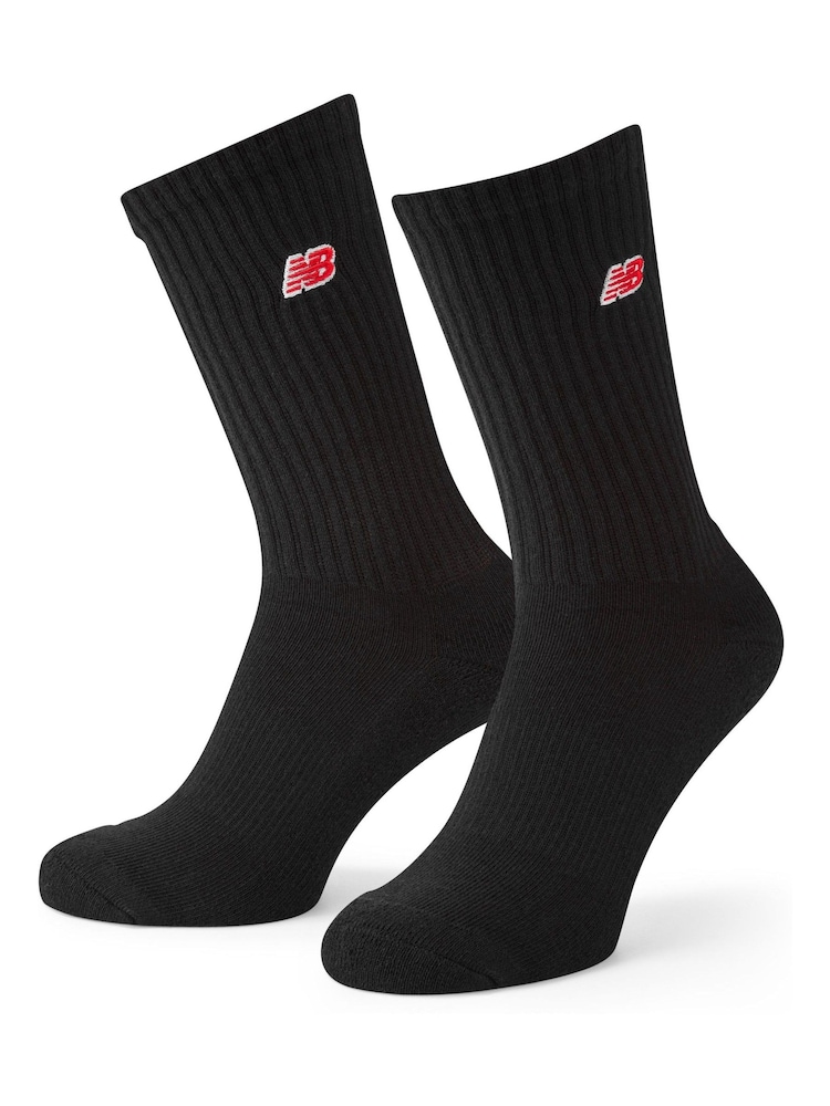 New Balance Black NB Patch Logo Crew  Socks 3 Pack - Image 2 of 3
