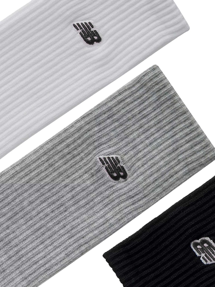New Balance White/Blacl/Grey Patch Logo Crew Socks 3 Pack - Image 5 of 6