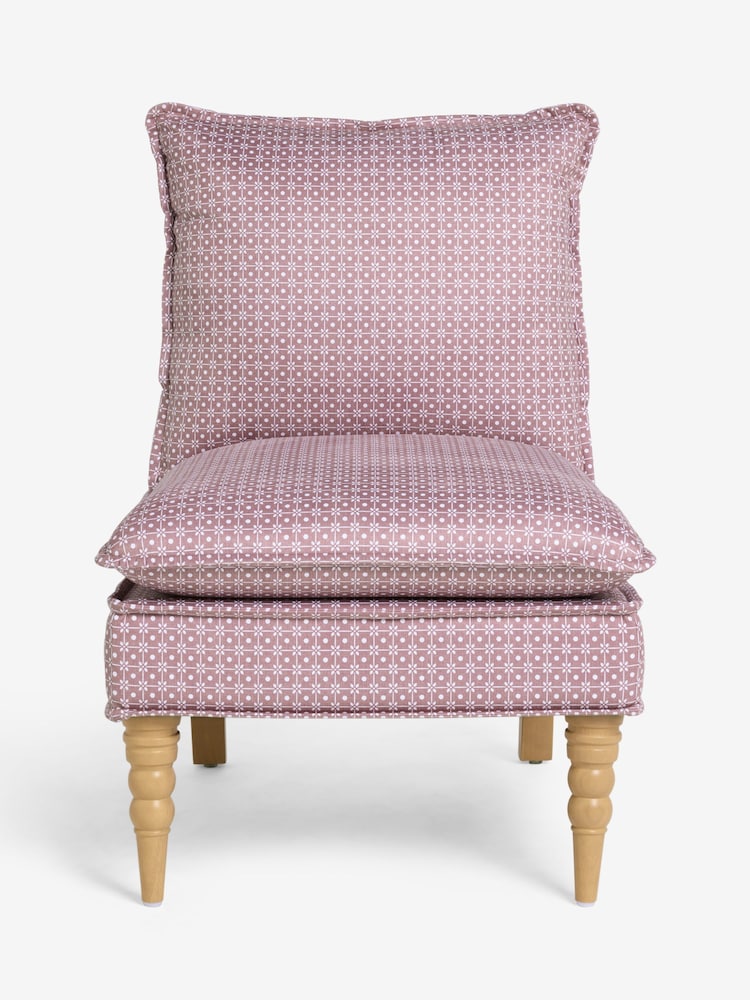 Laura Ashley Claudina Geo Plum Purple Nordan Armless Accent Chair - Image 1 of 5