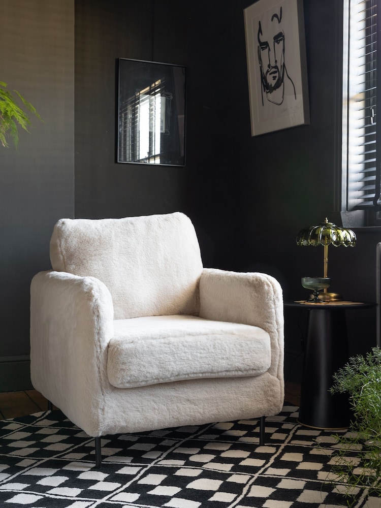 Rockett St George Natural Faux Fux The Edie Accent Chair - Image 1 of 9