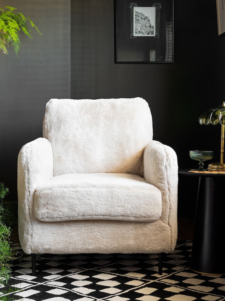Rockett St George Natural Faux Fux The Edie Accent Chair - Image 2 of 9