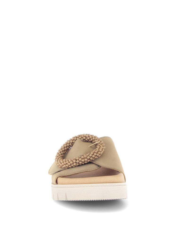Gabor Cream Everly Caramel Suede Mule Style Sandals - Image 4 of 5