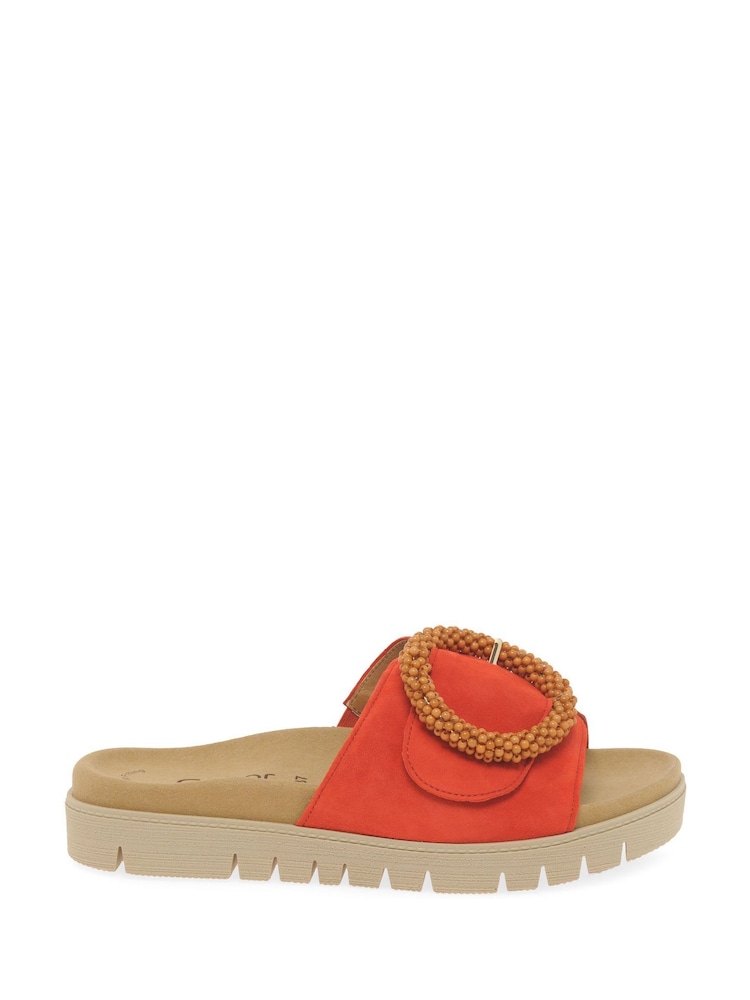 Gabor Orange Everly Pumpkin Suede Mule style Sandals - Image 1 of 5 Gabor Orange Everly Pumpkin Suede Mule style Sandals - Image 1 of 5