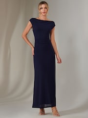 Jolie Moi Blue Eva Round Neck Sleeveless Maxi Dress - Image 1 of 6