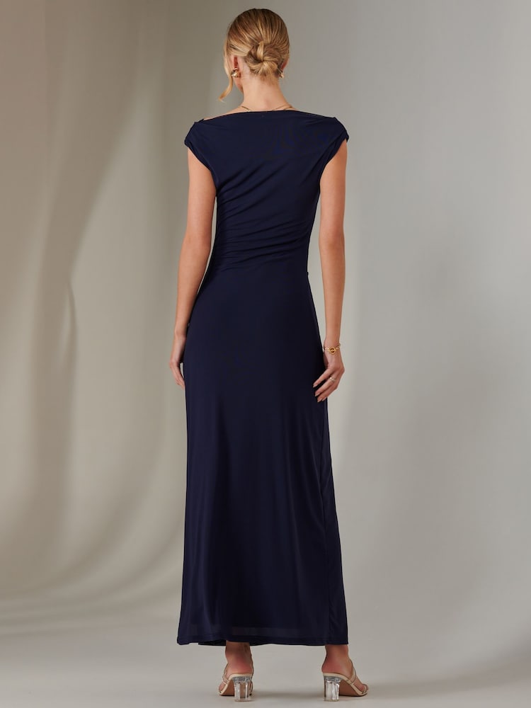 Jolie Moi Blue Eva Round Neck Sleeveless Maxi Dress - Image 2 of 6