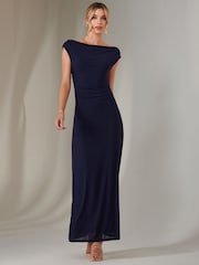Jolie Moi Blue Eva Round Neck Sleeveless Maxi Dress - Image 4 of 6