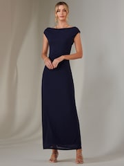 Jolie Moi Blue Eva Round Neck Sleeveless Maxi Dress - Image 5 of 6