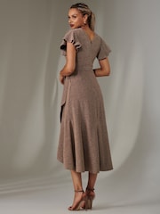 Jolie Moi Gold Marlie Metallic Angel Sleeves Maxi Dress - Image 2 of 6