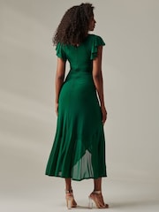 Jolie Moi Green Plain Wrap Mesh Maxi Dress - Image 2 of 6