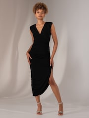 Jolie Moi Black Katrina Sleeveless Ruched Bodycon Dress - Image 5 of 6
