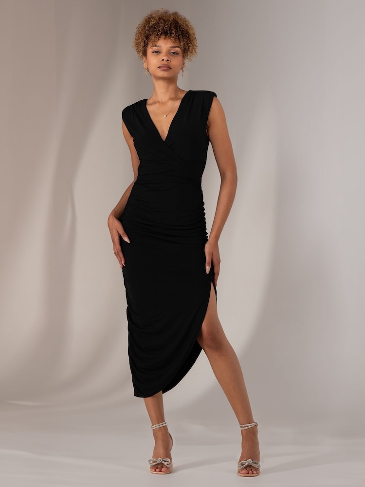 Jolie Moi Black Katrina Sleeveless Ruched Bodycon Dress - Image 5 of 6