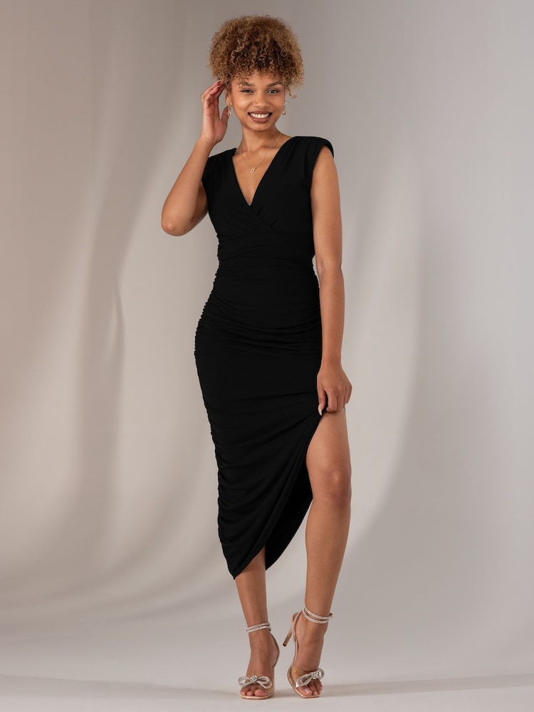 Jolie Moi Black Katrina Sleeveless Ruched Bodycon Dress - Image 6 of 6