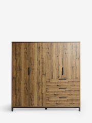 Dark Bronx Oak Effect 4 Door Wardrobe - Image 1 of 4