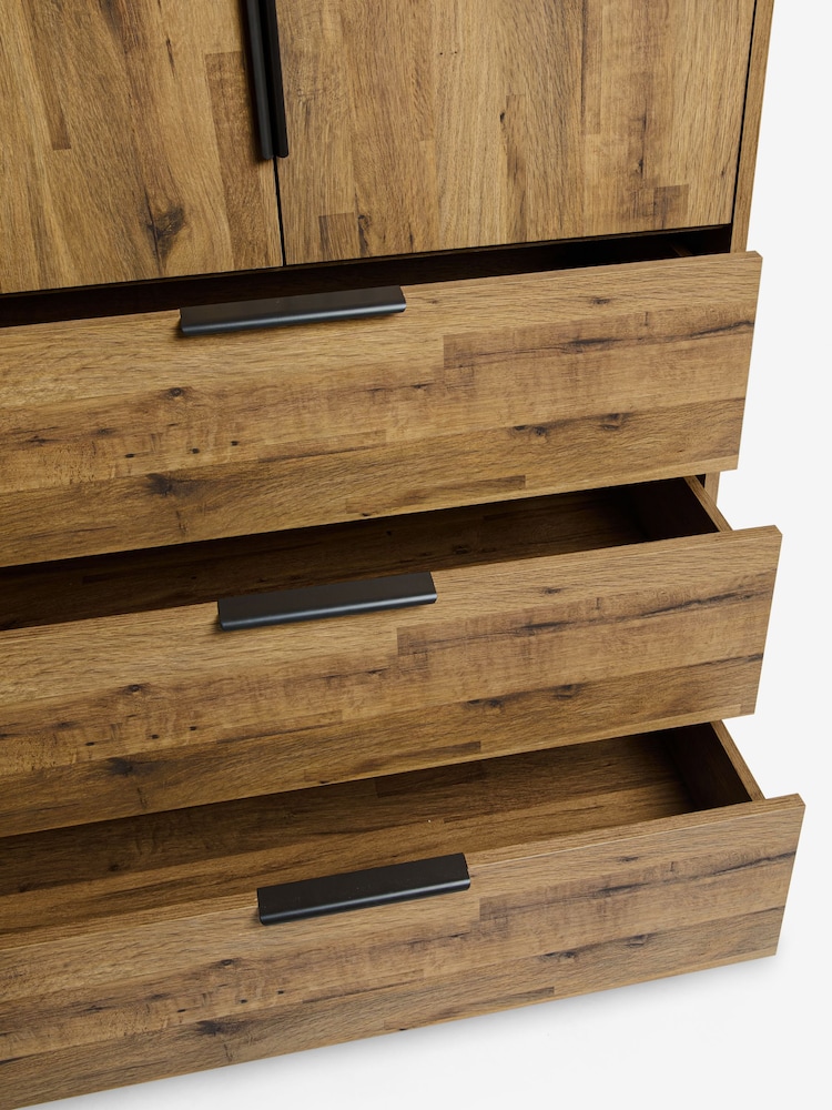 Dark Bronx Oak Effect 4 Door, 3 Drawer Wardrobe - Image 11 of 11