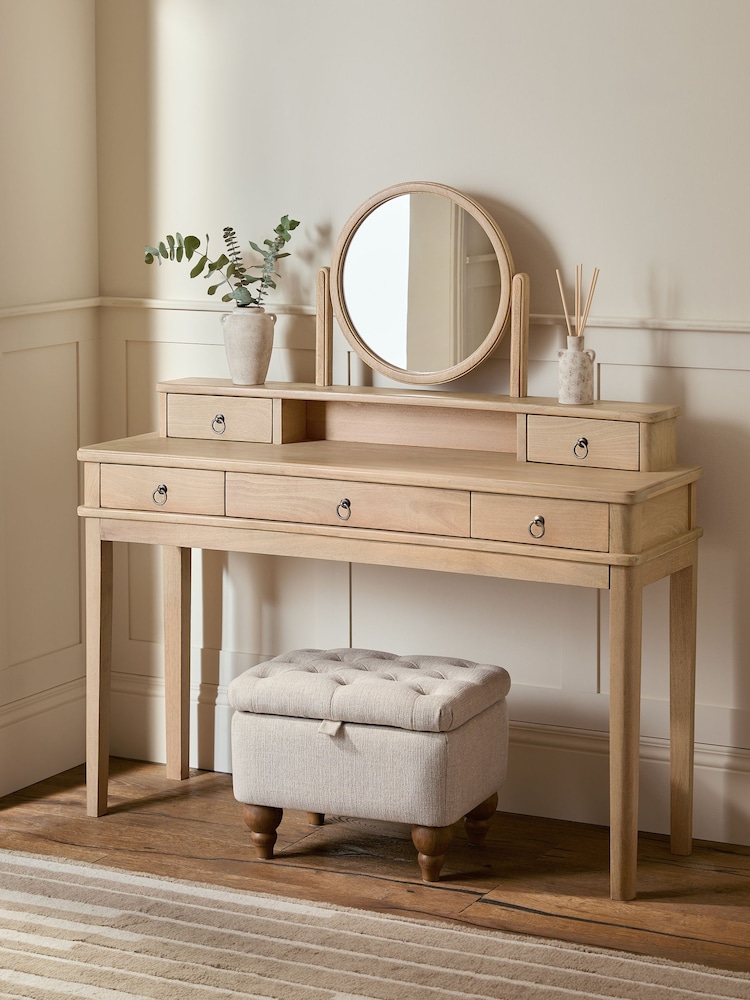 Light Natural Sadie Solid Mango Wood 5 Drawer Console Dressing Table - Image 1 of 7 Light Natural Sadie Solid Mango Wood 5 Drawer Console Dressing Table - Image 1 of 7