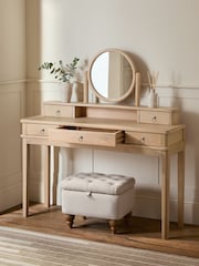 Light Natural Sadie Solid Mango Wood 5 Drawer Console Dressing Table - Image 3 of 7