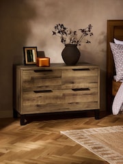 Dark Bronx Oak Effect 3 Drawer Wide Bedside Table - Image 1 of 6