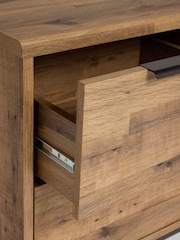 Dark Bronx Oak Effect 3 Drawer Wide Bedside Table - Image 6 of 6