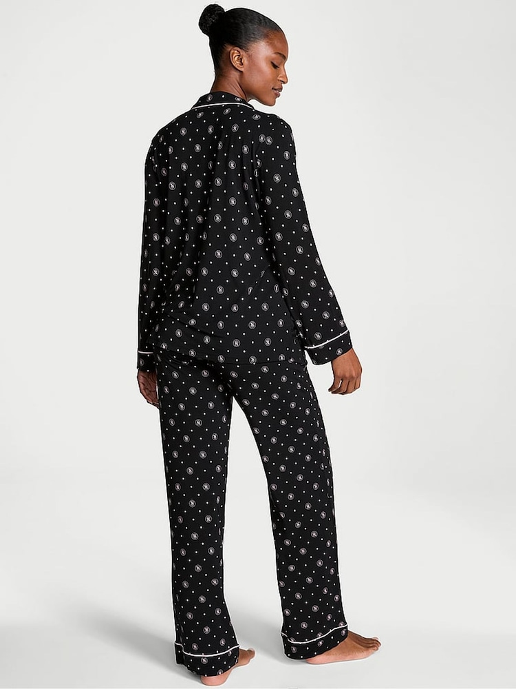 Victoria's Secret Black VS Dot Modal Long Pyjama Set - Image 2 of 2