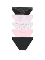 Victoria's Secret Pink/White/Black Bikini 5 Pack Knickers - Image 1 of 4