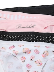 Victoria's Secret Pink/White/Black Bikini 5 Pack Knickers - Image 2 of 4