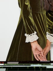 Monsoon Green Vali Velvet Tea Dress - Image 2 of 4