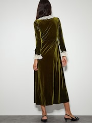 Monsoon Green Vali Velvet Tea Dress - Image 3 of 4