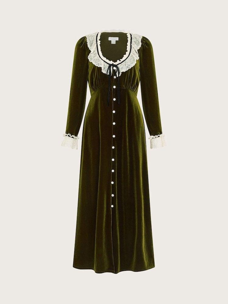 Monsoon Green Vali Velvet Tea Dress - Image 4 of 4