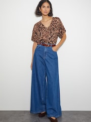 Monsoon Natural Archi Knit Leopard Print T-Shirt - Image 1 of 3