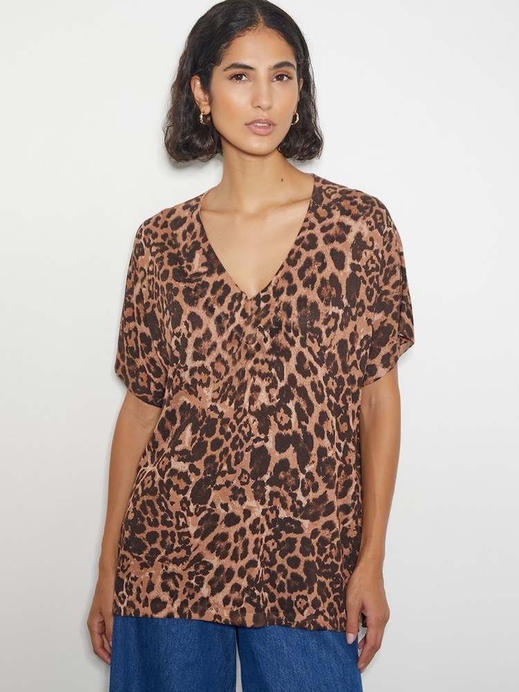 Monsoon Natural Archi Knit Leopard Print T-Shirt - Image 2 of 3