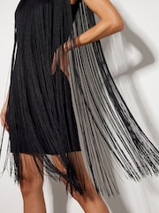 Monsoon Black Tara Sleeveless Fringe Mini Dress - Image 2 of 3