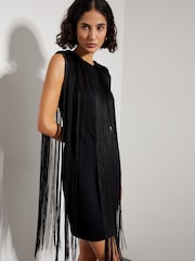 Monsoon Black Tara Sleeveless Fringe Mini Dress - Image 3 of 3
