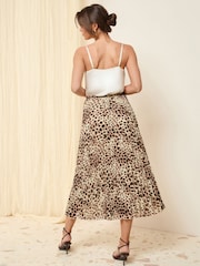 Friends Like These Cream Animal Petite Pleated Midi Skirt - Image 4 of 4