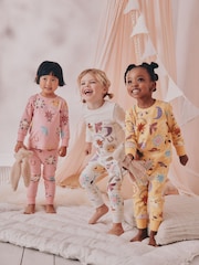 Pink/Yellow Western Print - حزمة من 3 بيجامات دافئة (9 شهور-12 سنة) - صورة 1 من 6