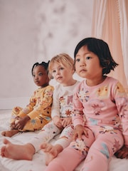 Pink/Yellow Western Print - حزمة من 3 بيجامات دافئة (9 شهور-12 سنة) - صورة 2 من 6