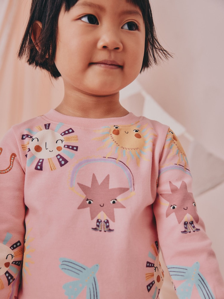 Pink/Yellow Western Print - حزمة من 3 بيجامات دافئة (9 شهور-12 سنة) - صورة 6 من 6
