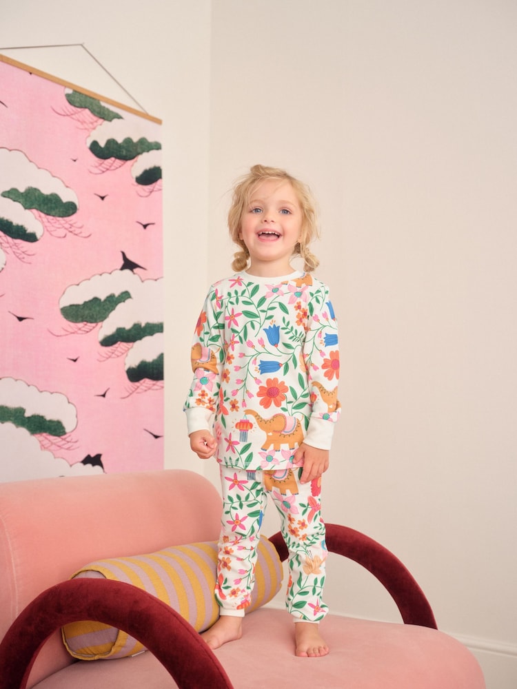Ecru White Snuggle Diwali Print Pyjamas 1 Pack (9mths-8yrs) - Image 1 of 7