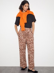 Monsoon Brown Arielle Leopard Print Trousers - Image 1 of 3