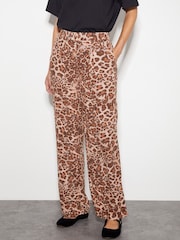 Monsoon Brown Arielle Leopard Print Trousers - Image 2 of 3