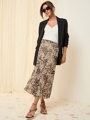 Friends Like These Cream Animal Pleated Midi Skirt - Image 2 of 4