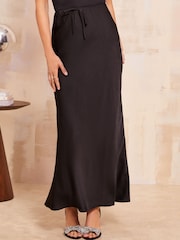 Friends Like These Black Satin Maxi Skirt - Image 1 of 4
