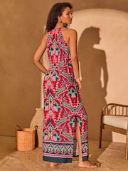 Love & Roses Red Halter Neck Maxi Dress - Image 3 of 4