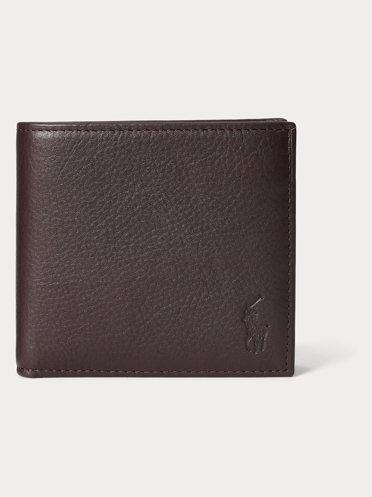 Polo Ralph Lauren Brown Pebbled Leather Billfold Coin Wallet - Image 1 of 3